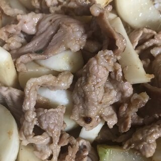 カブと豚肉の生姜焼き♪